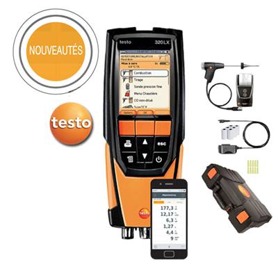 LOT ANALYSEUR DE COMBUSTION TESTO 320 LX (garantie 3 ans)